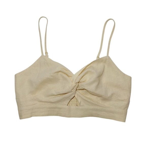House Of Harlow Womens Beige Twist Front Linen Blend Crop Top, Size S. - Picture 1 of 7